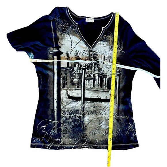 Blue Canyon Clothing Women' Shirt XL Charcoal Rhinestone Venice Italy USA VTG - Picture 5 of 5